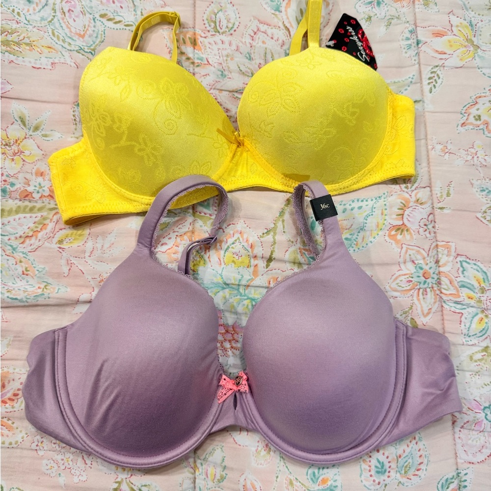 Victoria's Secret Yellow and Lavender Bras size 36C